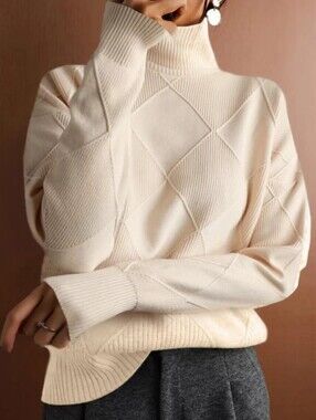 Argyle Pattern Turtleneck Sweater